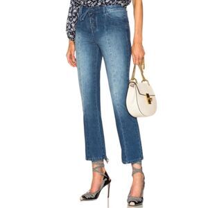 ULLA JOHNSON Alex Lace Up Mid Rise Ankle Length Jeans Medium Wash Sz 2